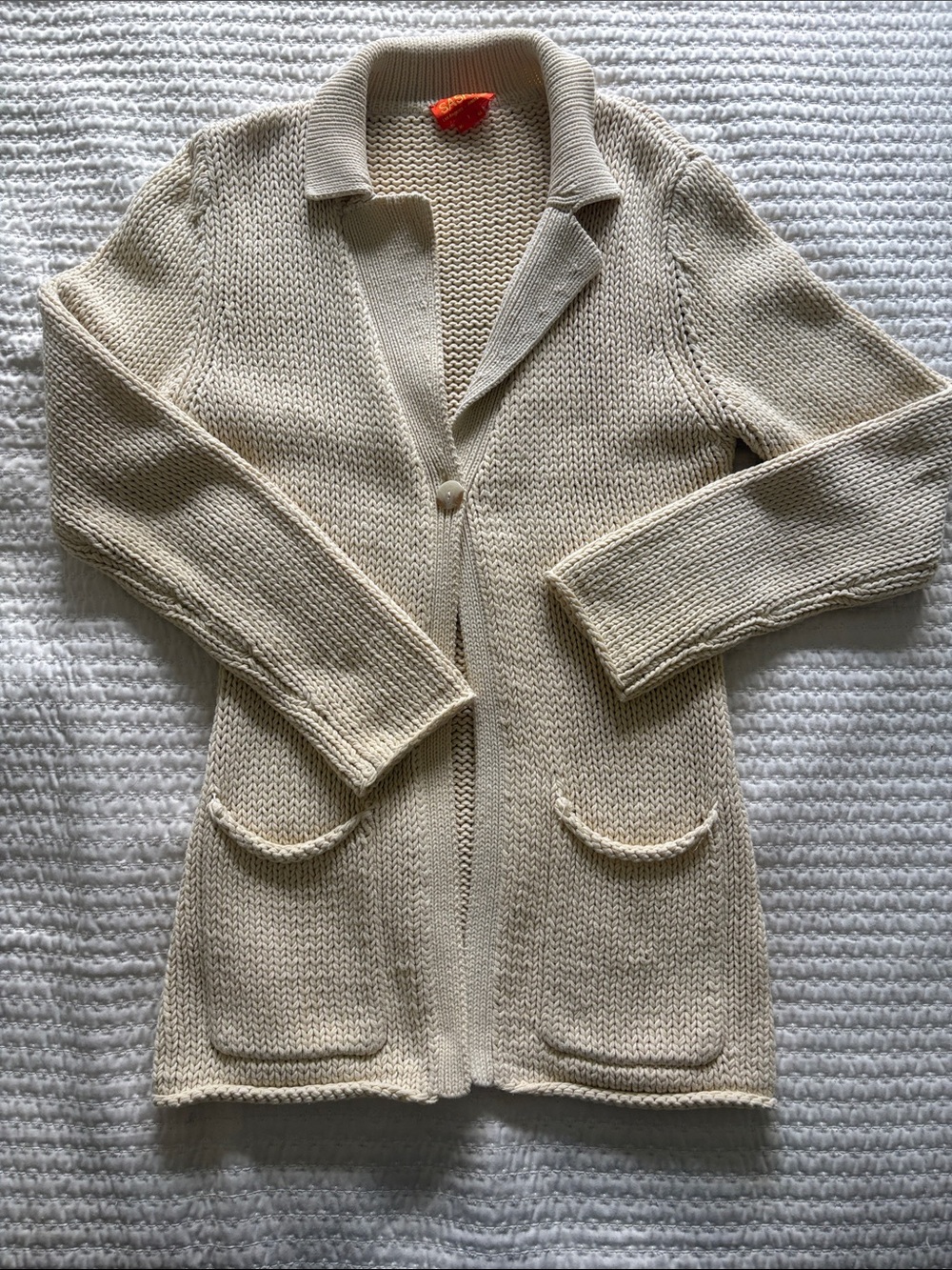 Cream Open-Knit Women's Cardigan Sweater